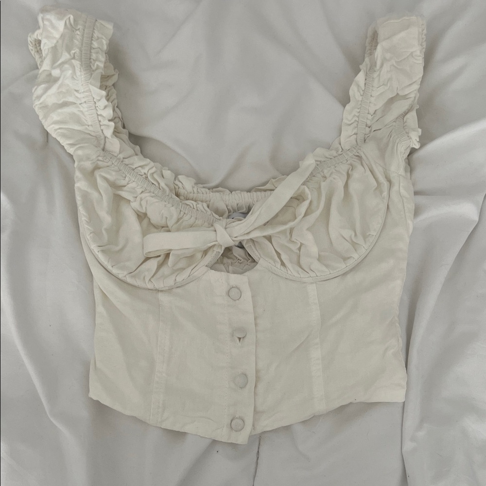 Princess Polly Cream Ruffled Top
